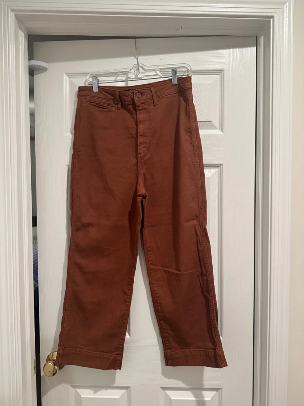 Quince Rust Wide-Leg, High Rise Crop Pants. Waist 30
